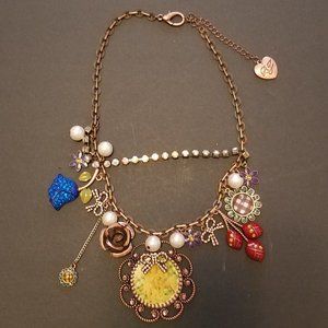NWOT Betsey Johnson Multi Charm Medallion Necklace